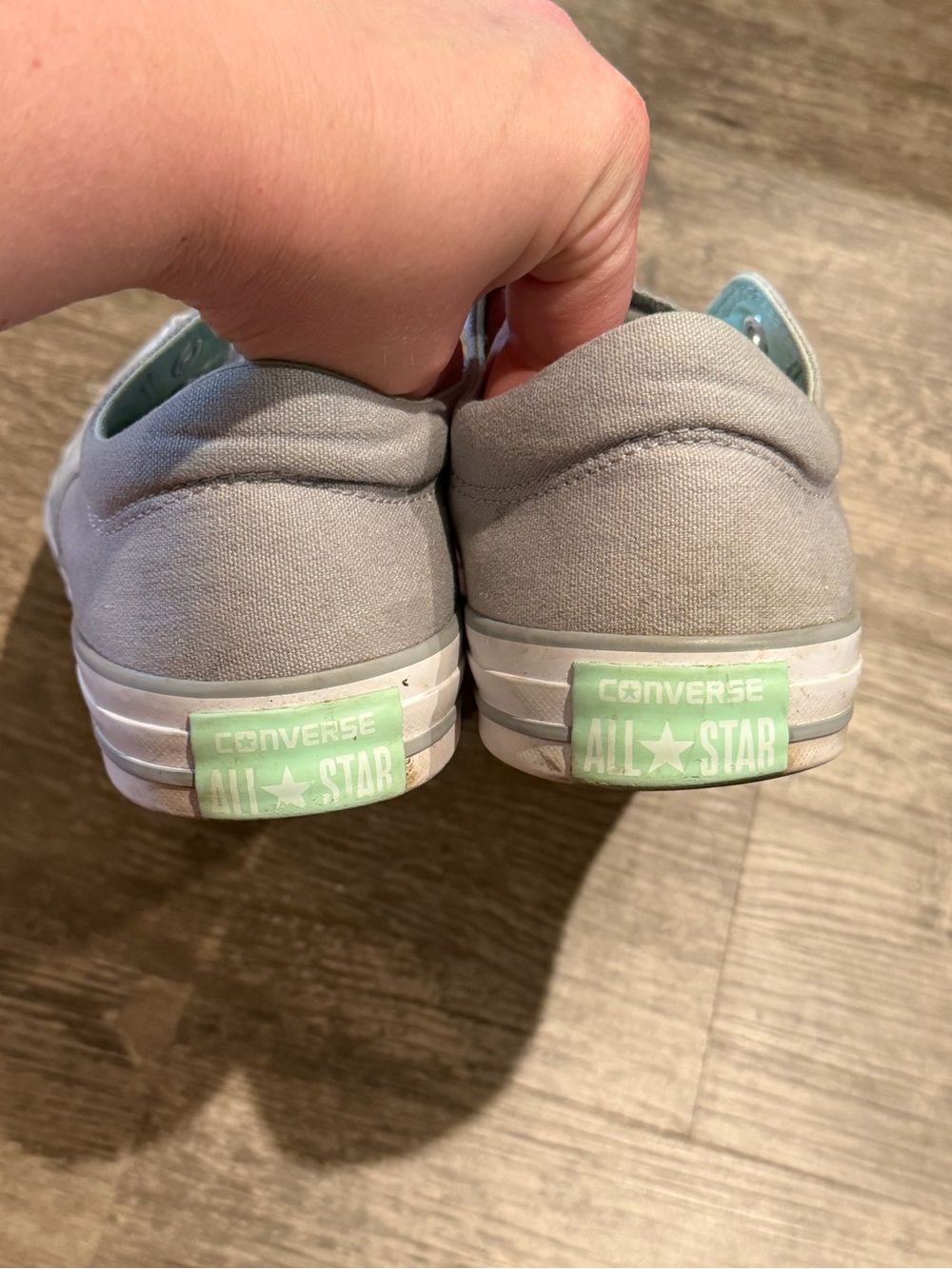 Converse Light Gray Low-Top Sneakers with Mint Interior - Picture 4 of 7
